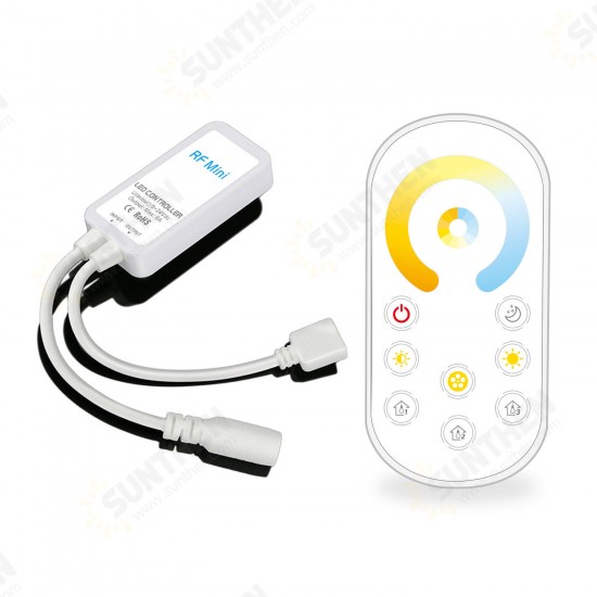 DC5V-24V Ultra Thin Wireless Remote Control CCT Color Temperature RF LED Dimmer Controller for Strip Light