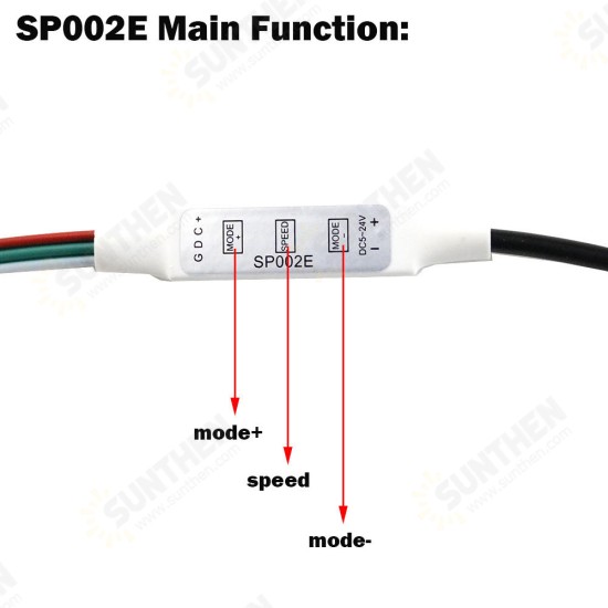 DC5V 72W SP002E USB 3Key LED Dimmer Controller for WS2812 WS2812B RGB LED Strip Light