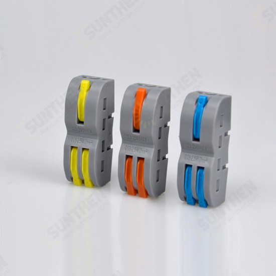 FD-12 Orange/Yellow/Blue Wire Connector 1 In 2 Out Wire Splitter Terminal Block Compact Wiring Cable Connector Push-in Conductor