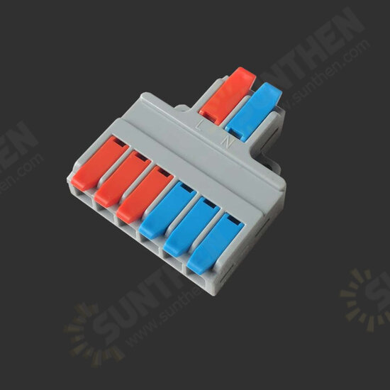 LT-626/LT-626T Wire Connector 2 In 6 Out 0.5-6mm2 Wire Splitter Terminal Block Compact Wiring Cable Connector Push-in Conductor