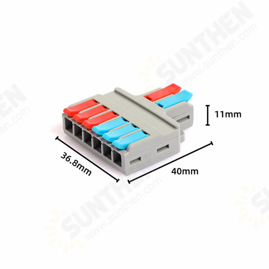 LT-626/LT-626T Wire Connector 2 In 6 Out 0.5-6mm2 Wire Splitter Terminal Block Compact Wiring Cable Connector Push-in Conductor