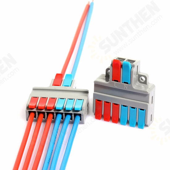 LT-626/LT-626T Wire Connector 2 In 6 Out 0.5-6mm2 Wire Splitter Terminal Block Compact Wiring Cable Connector Push-in Conductor