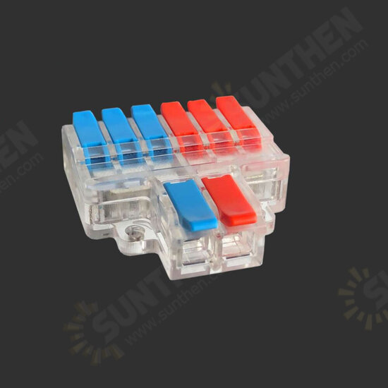 LT-626/LT-626T Wire Connector 2 In 6 Out 0.5-6mm2 Wire Splitter Terminal Block Compact Wiring Cable Connector Push-in Conductor