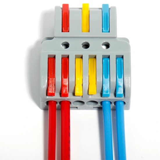LT-633D Wire Connector 3 In 6 Out Wire Splitter Terminal Block Compact Wiring Cable Connector Push-in Conductor