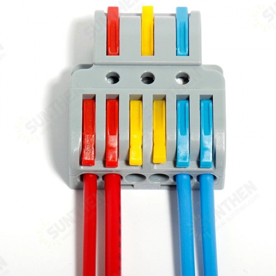 LT-633D Wire Connector 3 In 6 Out Wire Splitter Terminal Block Compact Wiring Cable Connector Push-in Conductor