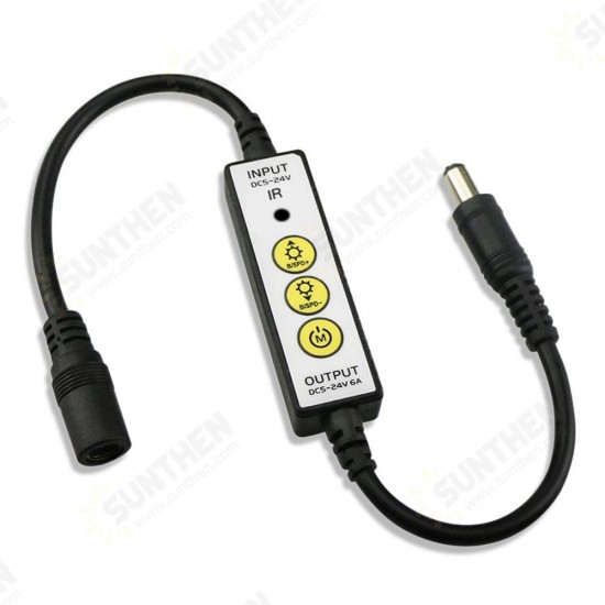 Mini 3Keys Button IR LED Dimmer Controller+14Keys Remote Control for Single Color Strip Light DC5-24V