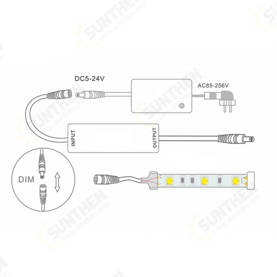 Mini 3Keys Button IR LED Dimmer Controller+14Keys Remote Control for Single Color Strip Light DC5-24V