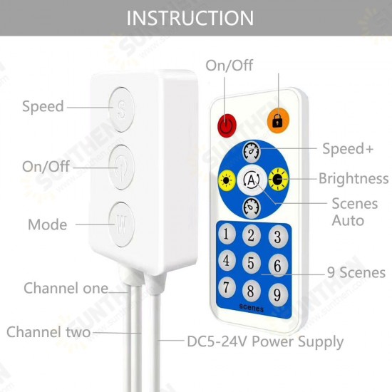 SP601E WS2812B WS2811 bluetooth Music LED Controller Built In Mic Dual Signal Addressable Pixels for RGB Strip Light DC5V-24V