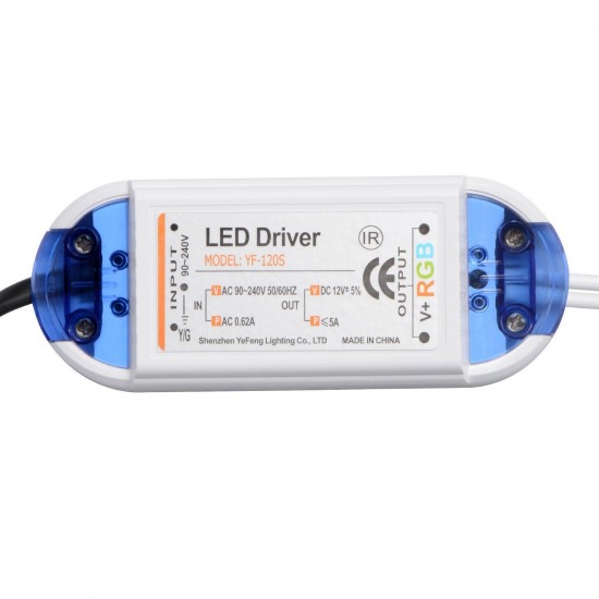 AC90-240V To DC12V 5A 60W Power Adpter LED Driver with 24 Keys Remote Control for RGB Strip Light