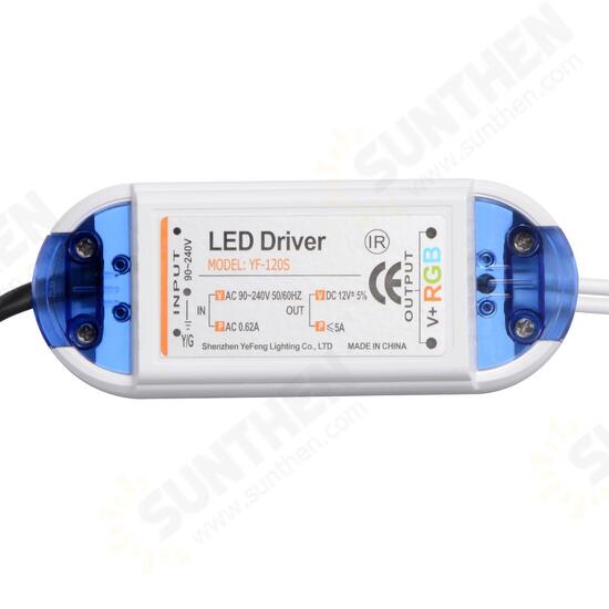 AC90-240V To DC12V 5A 60W Power Adpter LED Driver with 24 Keys Remote Control for RGB Strip Light