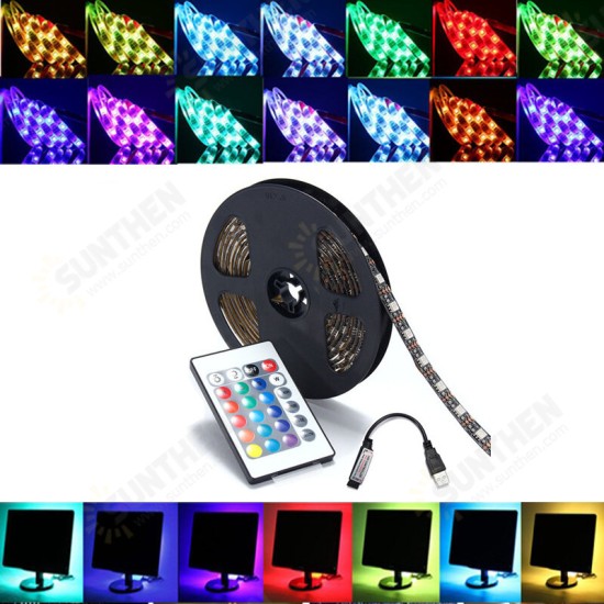 0.5/1/2/3/4/5M SMD5050 RGB LED Strip Lamp Bar TV Backlilghting Kit + USB Remote Control DC5V