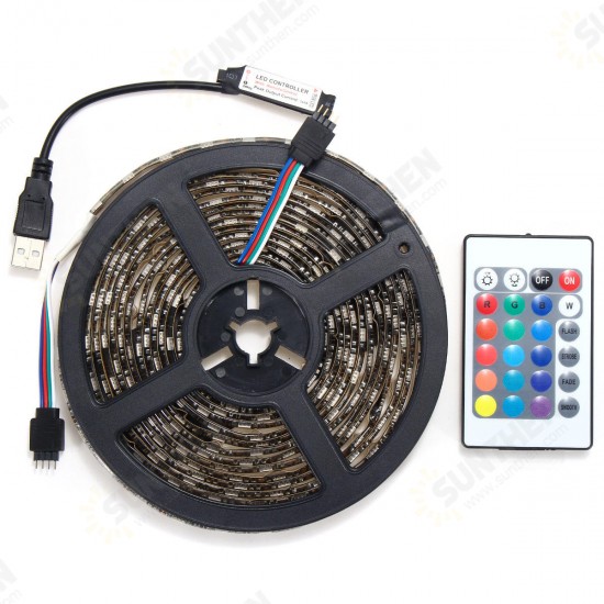 0.5/1/2/3/4/5M SMD5050 RGB Waterproof LED Strip Light TV Backlilghting Kit + USB Remote Control DC5V