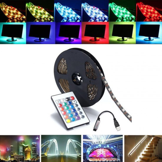 0.5/1/2/3/4/5M SMD5050 RGB Waterproof LED Strip Light TV Backlilghting Kit + USB Remote Control DC5V