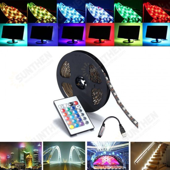 0.5/1/2/3/4/5M SMD5050 RGB Waterproof LED Strip Light TV Backlilghting Kit + USB Remote Control DC5V