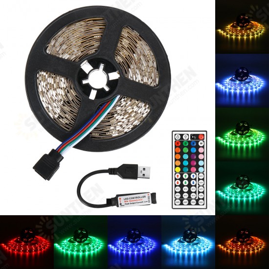 0.5/1/3/5M 5050 SMD RGB LED Strip Light Non-waterproof Indoor Lamp Home Decor + 44 Key Remote Control DC5V