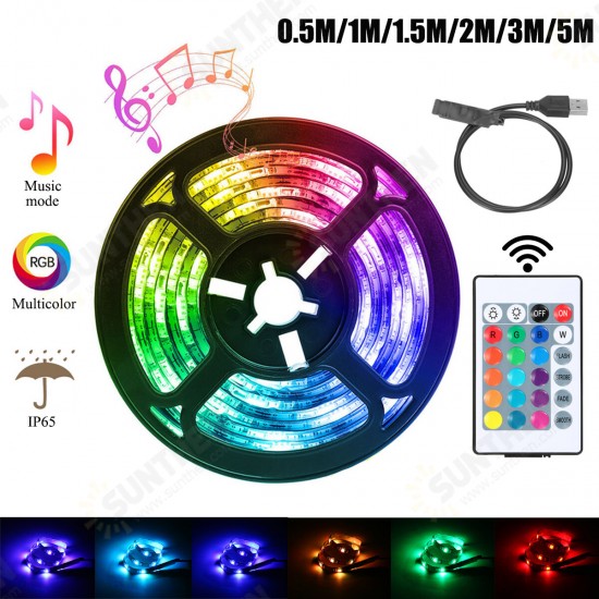 0.5M/1M/1.5M/2M/3M/5M USB 5050 LED Strip Light Waterproof RGB TV Backlight Kit with 24Keys Remote Control