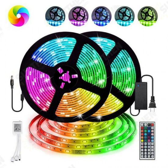 10M DC12V SMD5050 RGB LED Strip Light Kit Indoor Home Lamp+EU US Power Adapter+24Keys IR Remote Control Christmas Decorations Clearance Lights