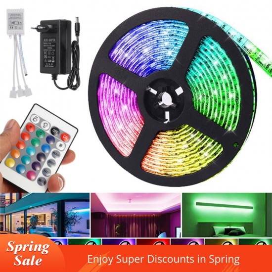 12V LED Light Strip 15M 5050 RGB LED Tape Lights RGB Rope Lights 16 Million Colors Flexible Changing with Remote Christmas Decorations Lights
