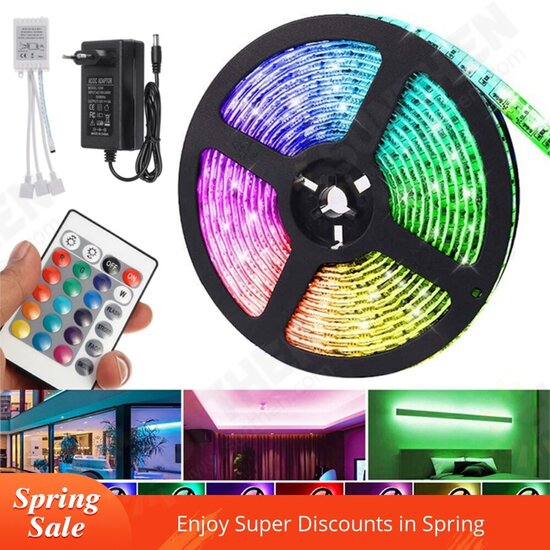 12V LED Light Strip 15M 5050 RGB LED Tape Lights RGB Rope Lights 16 Million Colors Flexible Changing with Remote Christmas Decorations Lights