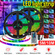 16FT 32FT 5M 10M LED Strip Light Waterproof 5050 RGB Flexible Lamp TV Party DC12V+44Keys Remote Control+EU Plug