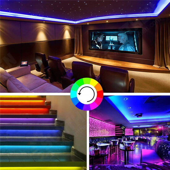 16FT/5M 32FT/10M 2835 RGB LED Strip Light+WiFi Controller Work with Google Alexa +Remote Control+Power Adapter