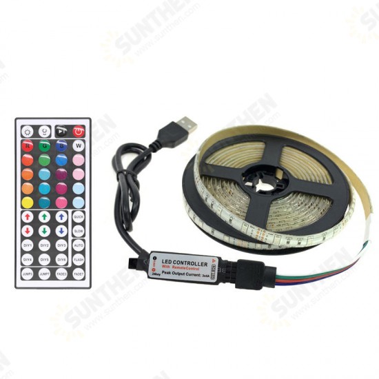 1M 2M 3M 4M 5M Non-waterproof DC5V USB 3528 SMD RGB LED Strip Light String Tape+44 Keys IR Remote Control