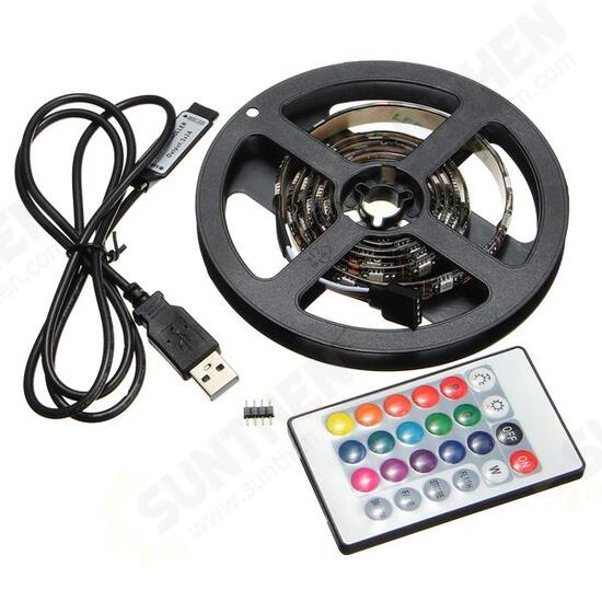 1M 2M 3M 4M Waterproof 5050 RGB LED USB Strip Light TV Backlilghting Kit + 24Key Remote