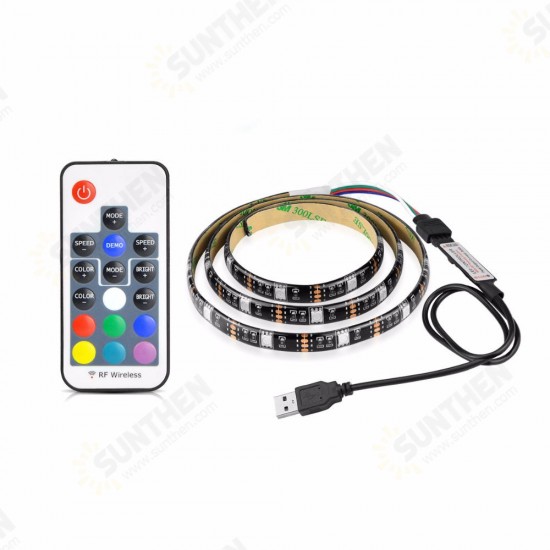 1M USB Power RGB 5050 SMD 30LED Strip LCD Monitor TV Background Light+17Key RF Remoter Kit DC5V