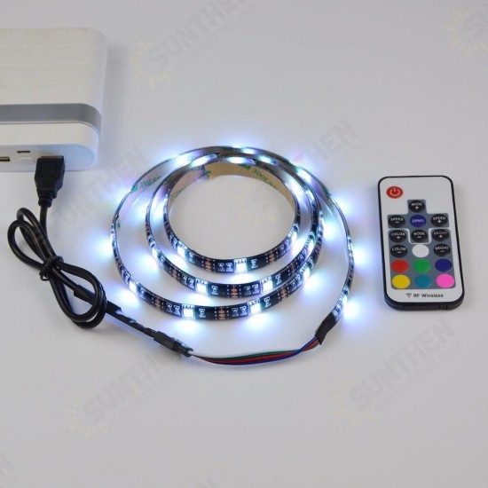 1M USB Power RGB 5050 SMD 30LED Strip LCD Monitor TV Background Light+17Key RF Remoter Kit DC5V