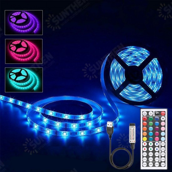 1M/2M/3M/4M/5M 5050 RGB LED Strip Light USB Power Color Changing Tape Cabinet Lamp+44Keys Remote Control