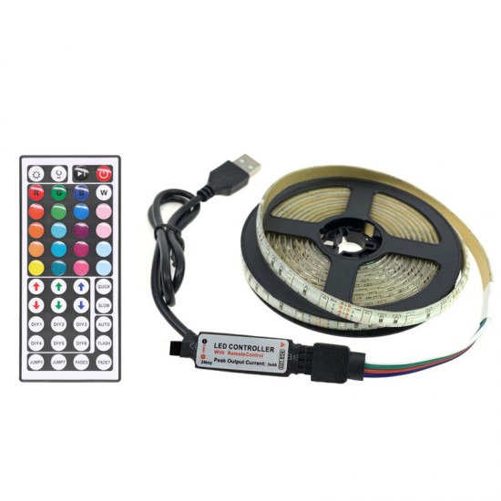 1M/2M/3M/4M/5M 5050 RGB LED Strip Light USB Power Color Changing Tape Cabinet Lamp+44Keys Remote Control