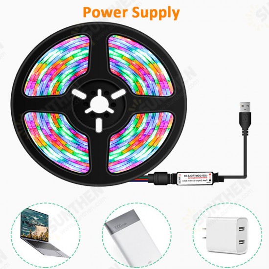 1M/2M/3M/4M/5M RGB LED Strip Light Dimmable Non-waterproof Flexible Colorful 2835 Lamp + 24Keys Remote Control DC5V