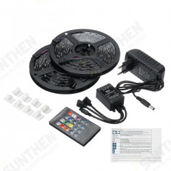 2*5M LED Strip Light Waterproof Outdoor DC12V 5050 RGB Music Lamp IR Remote Control +3A EU US Plug 2*5M LED Strip Light Waterproof Outdoor DC12V 5050 RGB Music Lamp IR Remote Control +3A EU US Plug