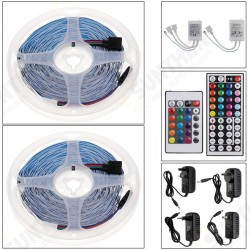 2*5M Non-waterproof RGB LED Strip Light 5050 SMD Flexible Tape Full Kit+24/44Key Remote Control+Plug DC12V Christmas Decorations Clearance Lights 2*5M Non-waterproof RGB LED Strip Light 5050 SMD Flexible Tape Full Kit+24/44Key Remote Control+Plug DC12V Christmas Decorations Clearance Lights