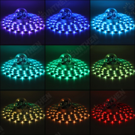 2*5M Non-waterproof RGB LED Strip Light 5050 SMD Flexible Tape Full Kit+24/44Key Remote Control+Plug DC12V Christmas Decorations Clearance Lights