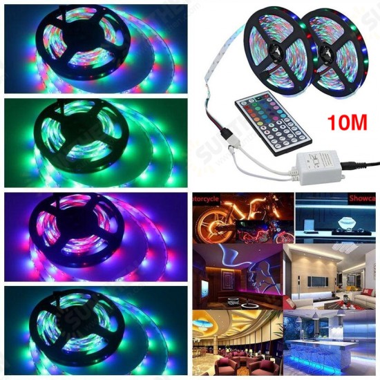 2PCS 10M 3528 SMD RGB 600LED Flexible String LED Strip Light 44 Key IR Remote Control