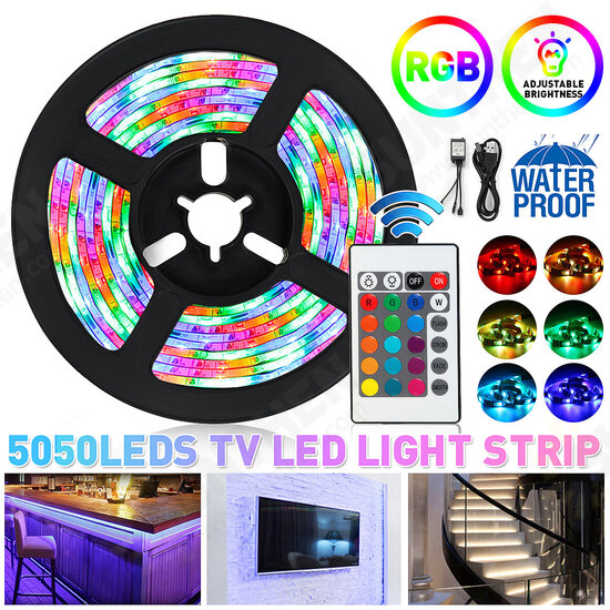 2PCS 50CM DC5V USB Powered LED Strip Light Waterproof 5050 RGB Computer TV Backlight Kit + Remote Control