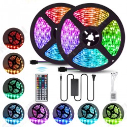 2PCS 5M 5050 LED Strip Light RGB Waterproof Decorative Lamp + Power Supply + 44Keys Remote Control DC12V 2PCS 5M 5050 LED Strip Light RGB Waterproof Decorative Lamp + Power Supply + 44Keys Remote Control DC12V