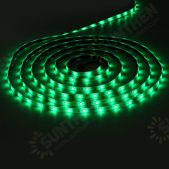 2PCS 5M LED Strip Light IP65 5050 RGB Flexible TV Backlight DC12V With 44Keys Remote Control + Power Adapter