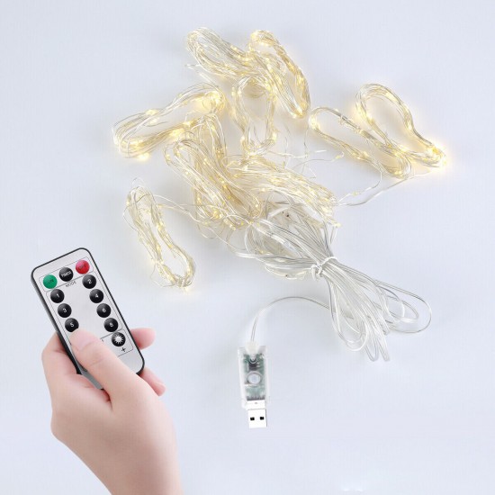 300LED USB Remote Curtain Lights Decor Fairy Lamp Window Colorful New Year