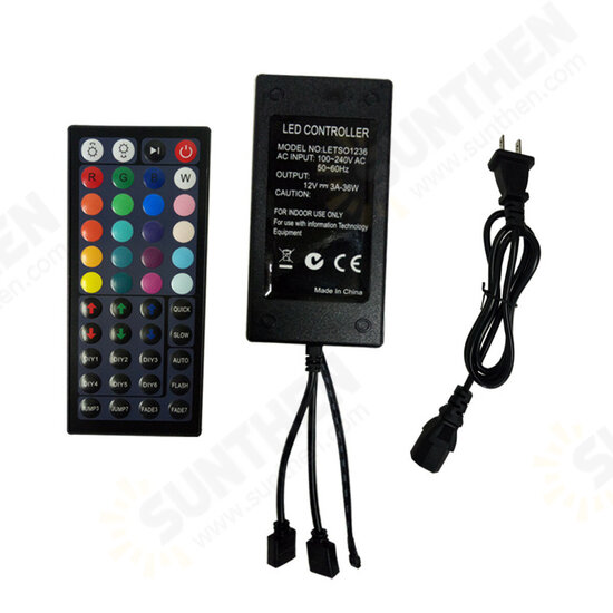 3M 5M 10M LED Strip Light SMD3528 RGB + IR Remote Controller + Power Adapter Decorative Lighting DC12V