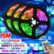 49FT 15M 3528 RGB LED Strip Light 24Keys Remote Control Non-waterproof/Waterproof Flexible Lamp + EU/US Power Adapter