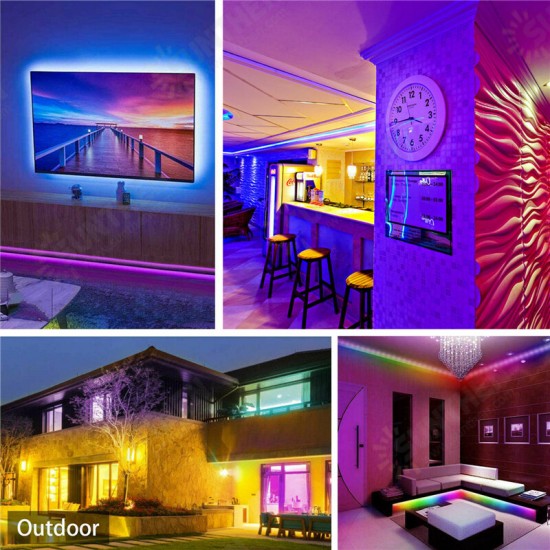 49FT 15M 3528 RGB LED Strip Light 24Keys Remote Control Non-waterproof/Waterproof Flexible Lamp + EU/US Power Adapter