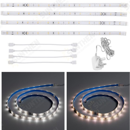 4PCS 30CM DC12V 3528 Waterproof LED Cabinet Strip Light with 4Pin 0.5A UK Power Supply for Stairs Wardrobe Bed Closet