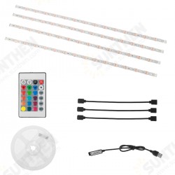 4PCS DC5V USB LED Strip Light 5050 RGB Color Changing TV Backlight Kit with 24 Key Remote Control for Indoor Outdoor 4PCS DC5V USB LED Strip Light 5050 RGB Color Changing TV Backlight Kit with 24 Key Remote Control for Indoor Outdoor