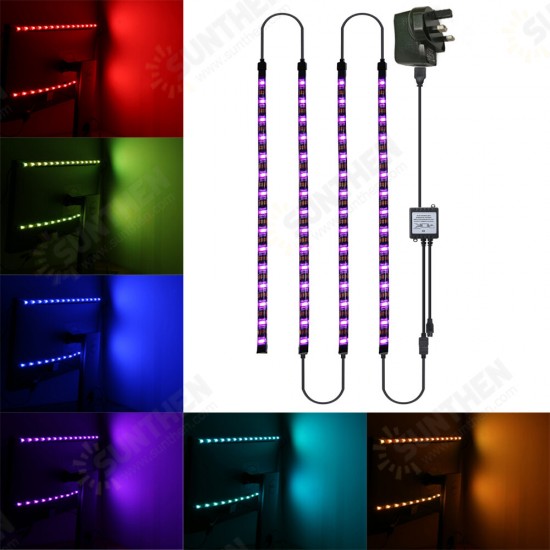 4PCS 50cm Waterproof USB RGB LED Strip Lights + Remote For TV Backlight Computer Background