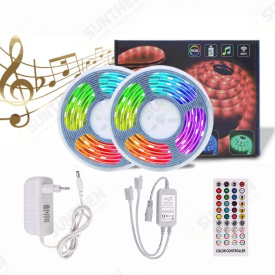 5M 10M Timer Music Control 5050 RGB Waterproof LED Strip Light+40Keys RF Remote Control+EU Power Adapter DC12V