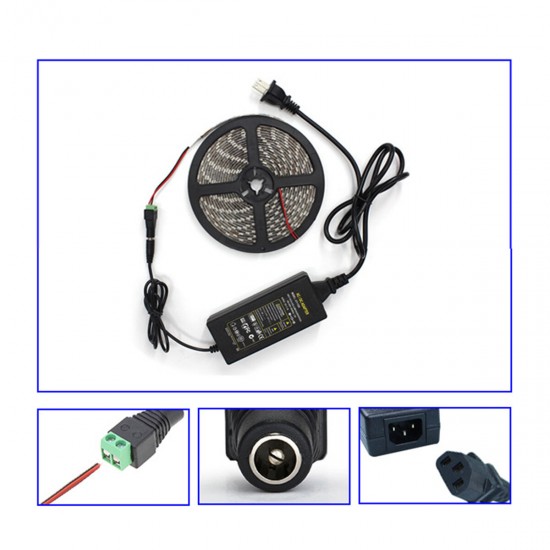 5M 2835/5050 Waterproof/Non-Waterproof RGB LED Strip Light + 44 Keys Remote Control + Power Adapter