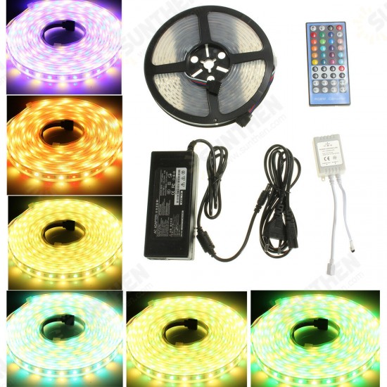 5M 5050 300LEDs RGB+Warm White Flexible LED Strip Kit with 40 Key RGBW Remote Controller