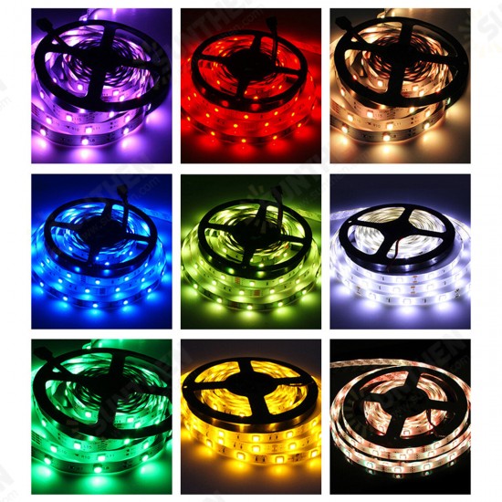 5M 5050 RGB Music LED Strip Light Waterproof/Non-waterproof+44 Keys Remote Control+Power Adapter DC12V